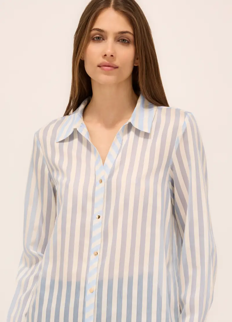 Upim, Camicia A Righe In Misto Lyocell Donna, Bianco/Azzurro, Taglia: S miniatura 2