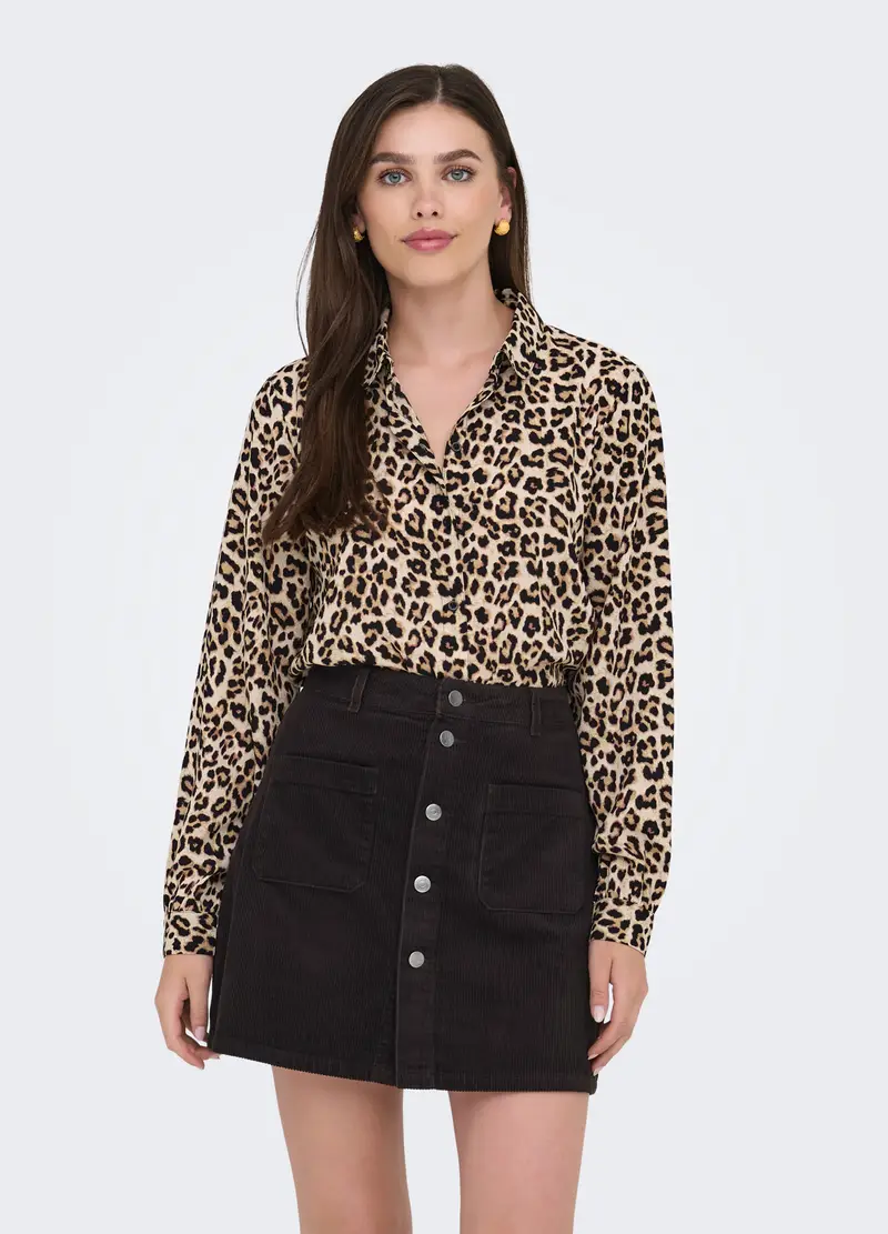 Camicia Animalier Donna, Unisex, Beige chiaro