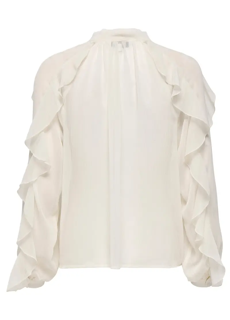 Camicia Con Rouches Donna, Unisex, Bianco miniatura 2