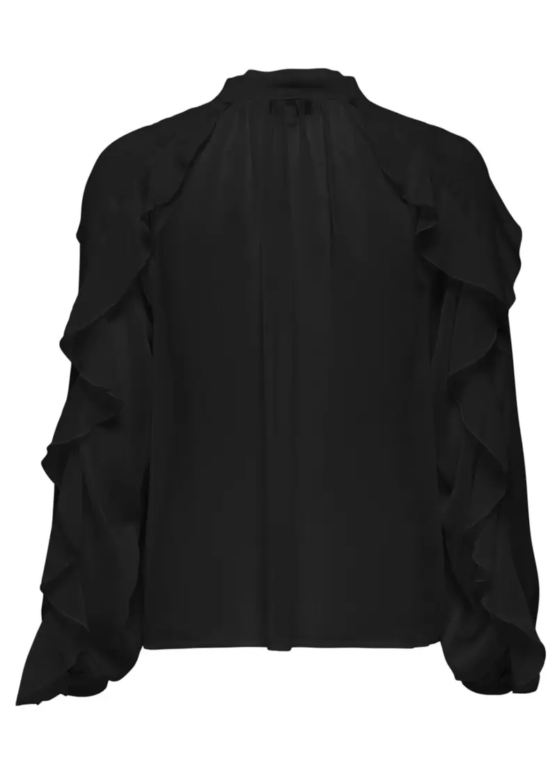 Camicia Con Rouches Donna, Unisex, Nero miniatura 2