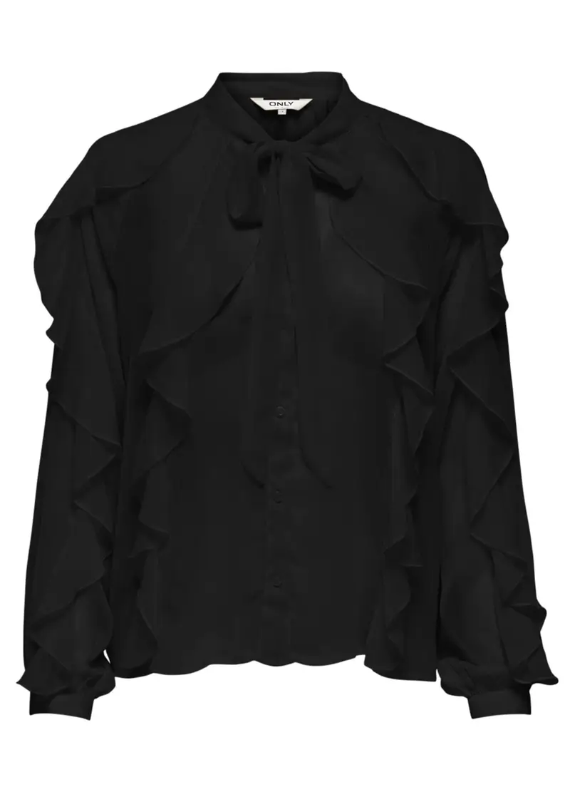 Camicia Con Rouches Donna, Unisex, Nero