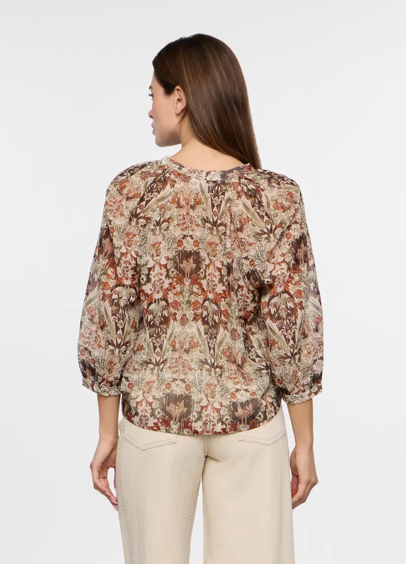Camicia Crepe A Balze Donna, Beige chiaro miniatura 2
