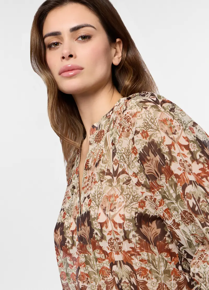 Camicia Crepe A Balze Donna, Beige chiaro miniatura 3