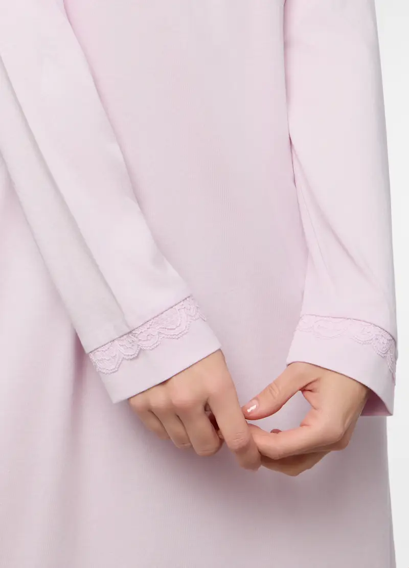 Camicia Da Notte In Jersey Di Misto Cotone Donna, Viola lilla miniatura 3