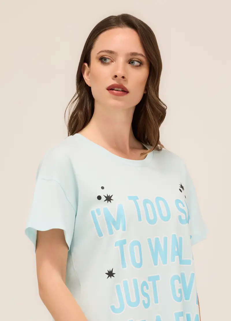 Upim, Camicia Da Notte In Jersey Di Puro Cotone Donna, Azzurro chiaro, Taglia: S miniatura 2