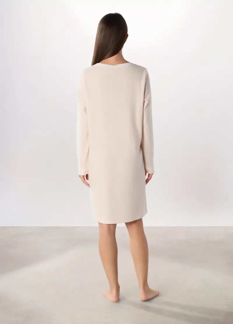 Camicia Da Notte In Jersey Di Puro Cotone Donna, Bianco miniatura 2