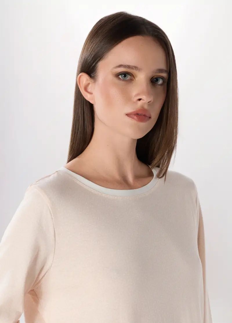 Camicia Da Notte In Jersey Di Puro Cotone Donna, Bianco miniatura 3