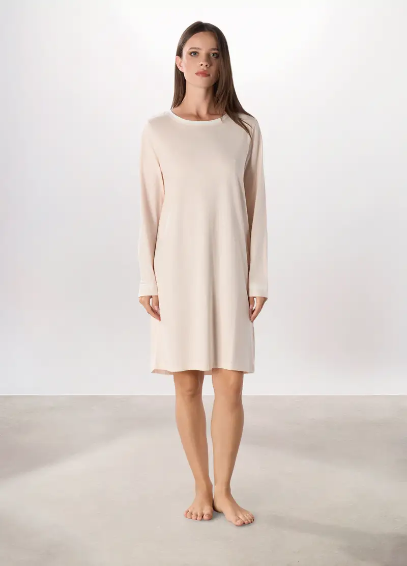 Camicia Da Notte In Jersey Di Puro Cotone Donna, Bianco