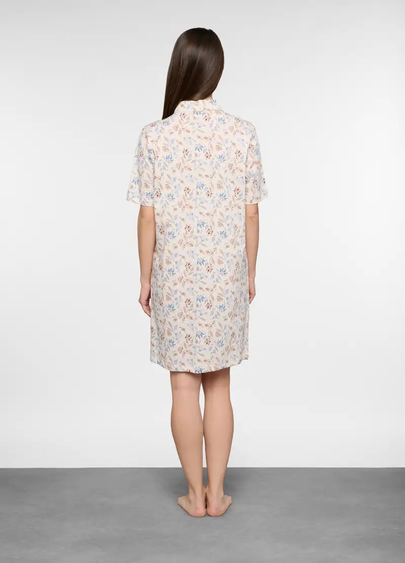 Camicia Da Notte In Jersey Di Puro Cotone Donna, Bianco miniatura 2