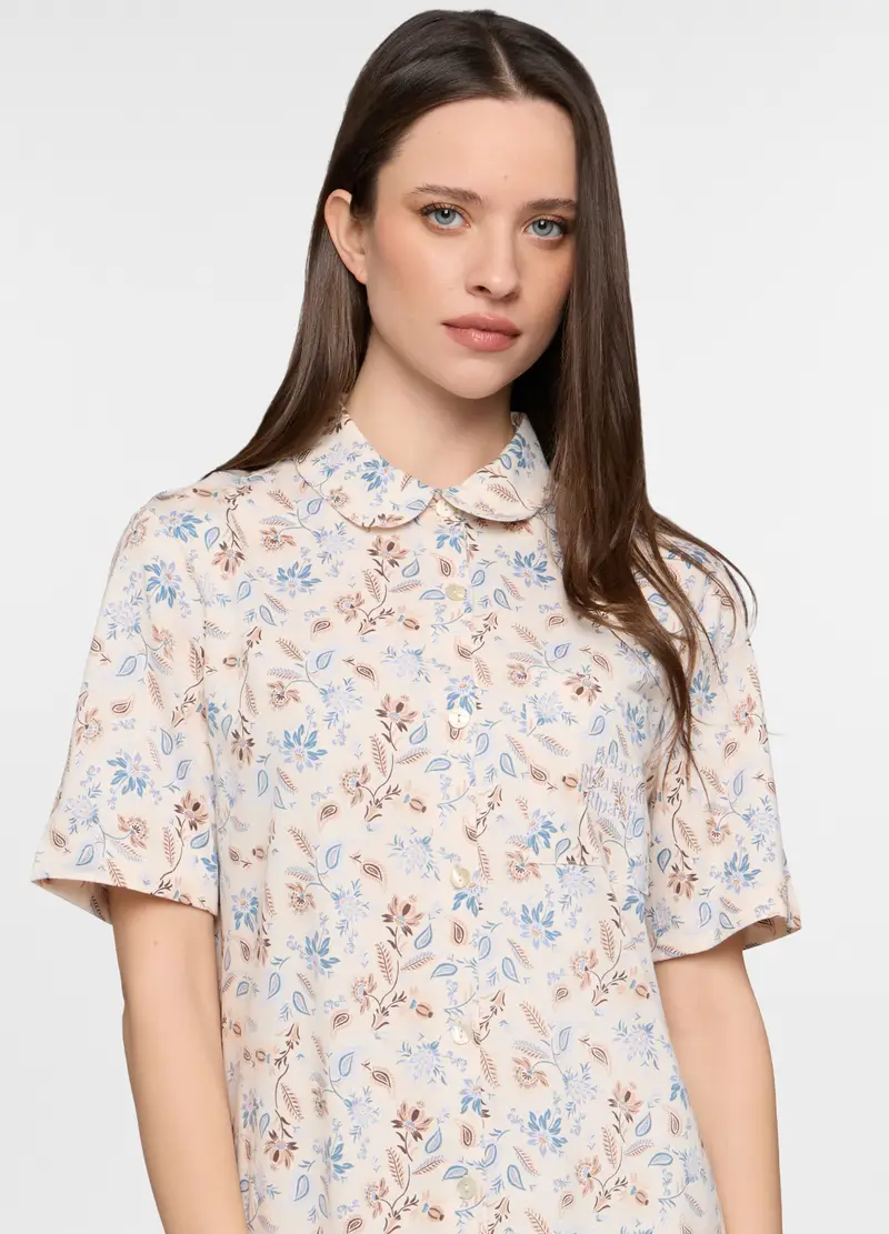 Camicia Da Notte In Jersey Di Puro Cotone Donna, Bianco miniatura 3