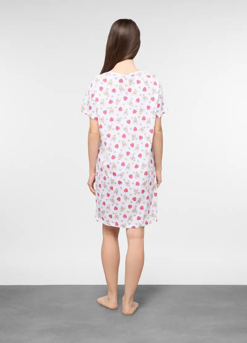 Camicia Da Notte In Jersey Di Puro Cotone Donna, Bianco miniatura 2