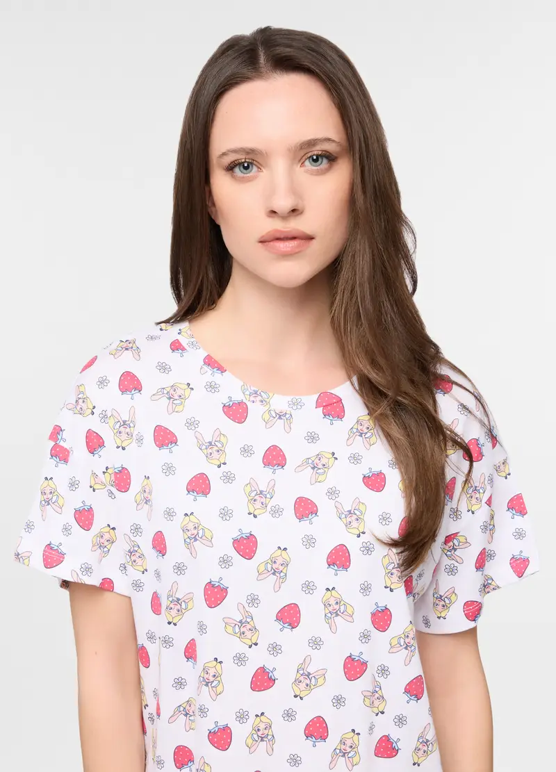 Camicia Da Notte In Jersey Di Puro Cotone Donna, Bianco miniatura 3