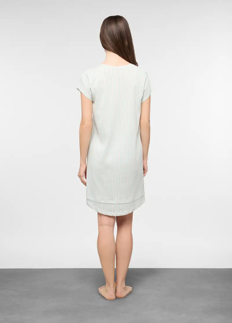 Camicia Da Notte In Jersey Di Puro Cotone Donna, Bianco miniatura 2