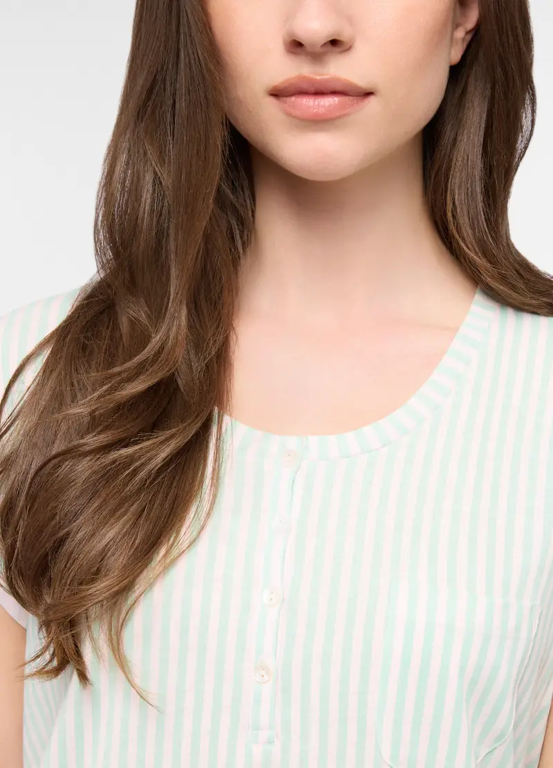 Camicia Da Notte In Jersey Di Puro Cotone Donna, Bianco miniatura 3