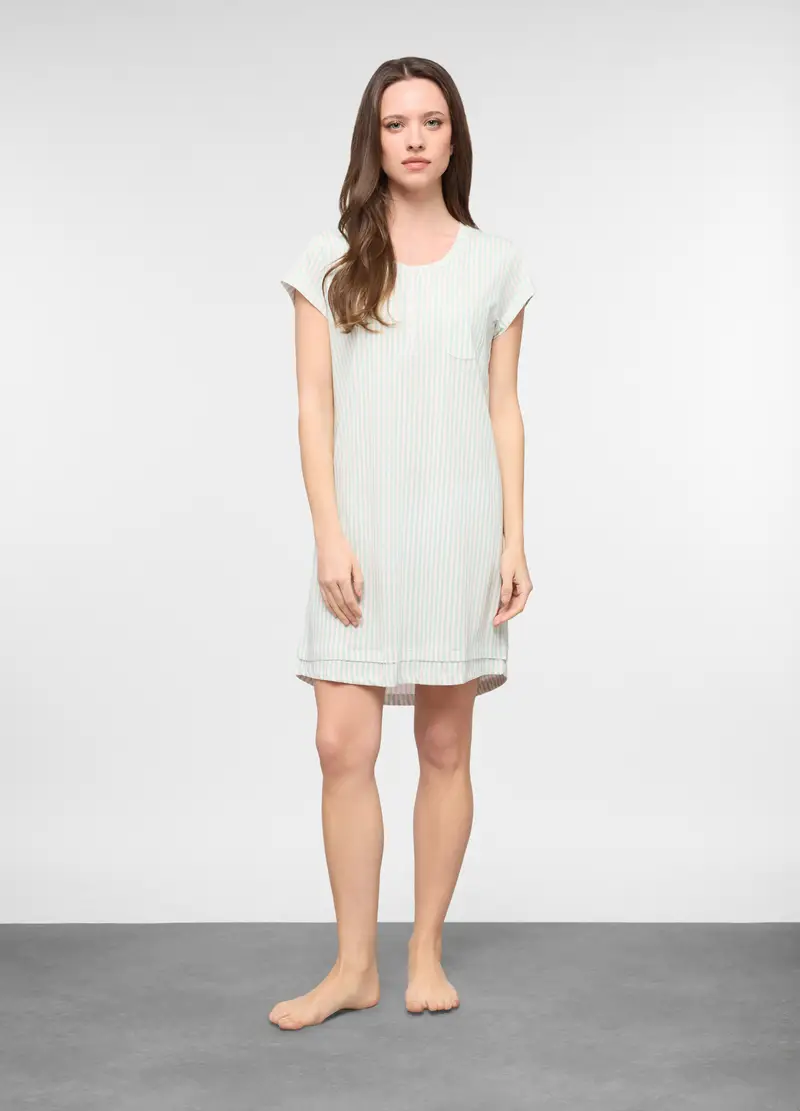 Camicia Da Notte In Jersey Di Puro Cotone Donna, Bianco