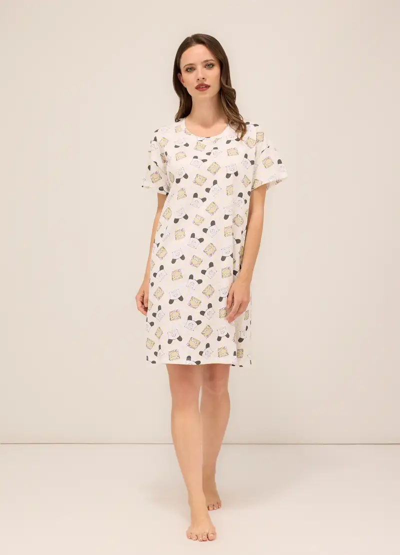 Upim, Camicia Da Notte In Jersey Di Puro Cotone Donna, Bianco, Taglia: S