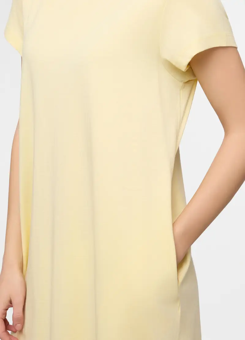 Camicia Da Notte In Jersey Di Puro Cotone Donna, Giallo champagne miniatura 3