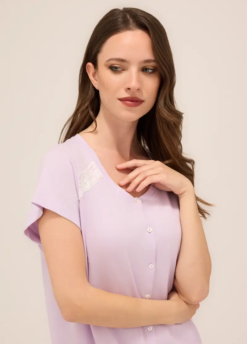 Upim, Camicia Da Notte In Jersey Di Puro Cotone Donna, Rosa chiaro, Taglia: S miniatura 2
