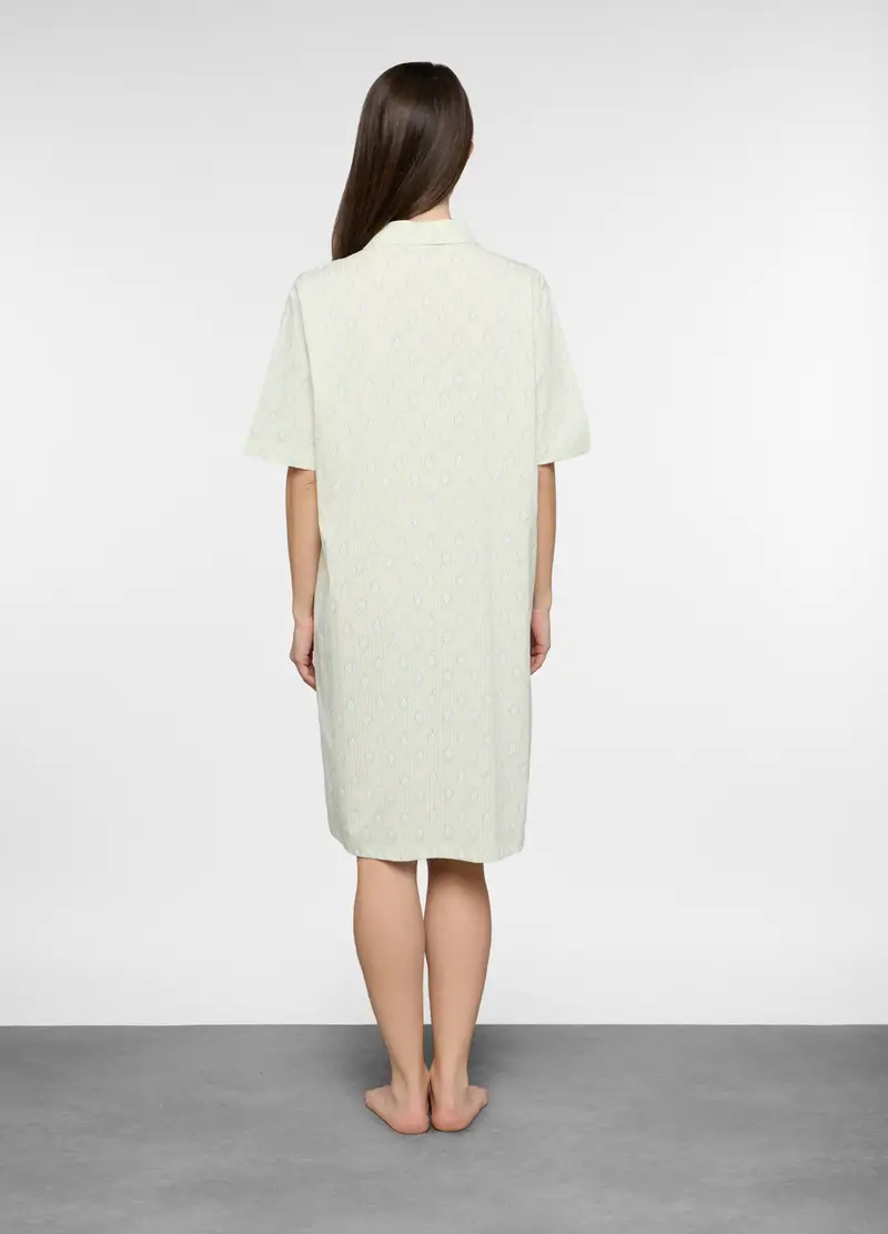 Camicia Da Notte In Jersey Di Puro Cotone Donna, Verde acqua miniatura 2