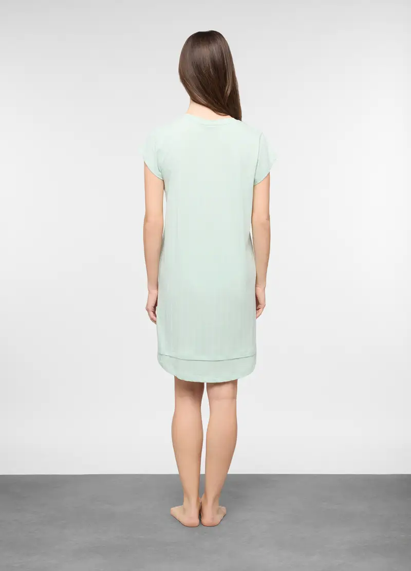 Camicia Da Notte In Jersey Di Puro Cotone Donna, Verde chiaro miniatura 2
