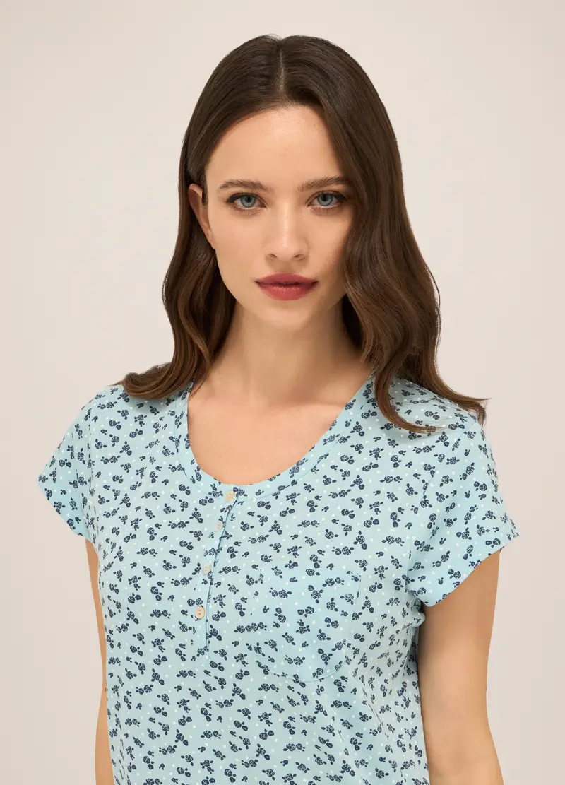 Upim, Camicia Da Notte In Jersey Di Puro Donna, Azzurro chiaro, Taglia: S miniatura 2