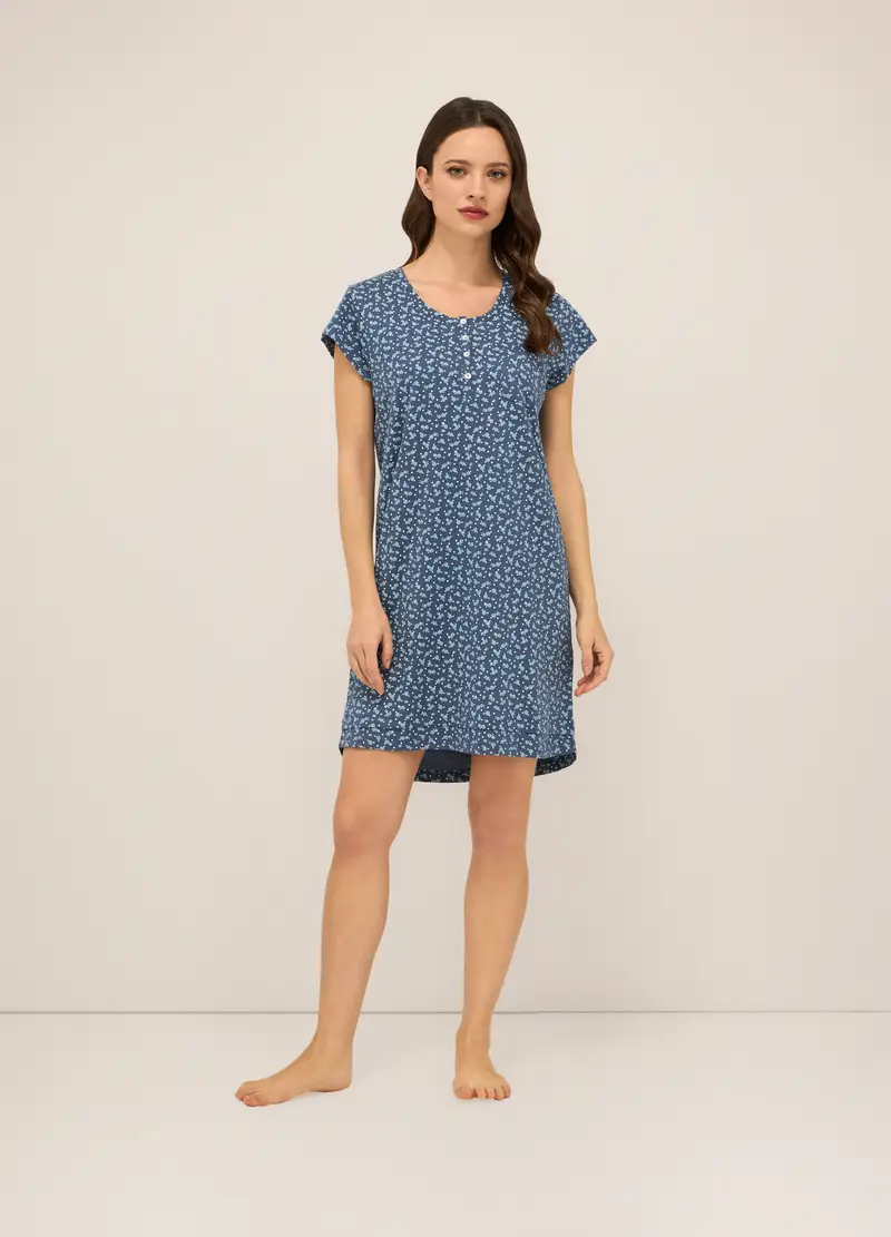 Upim, Camicia Da Notte In Jersey Di Puro Donna, Blu Bluette, Taglia: S