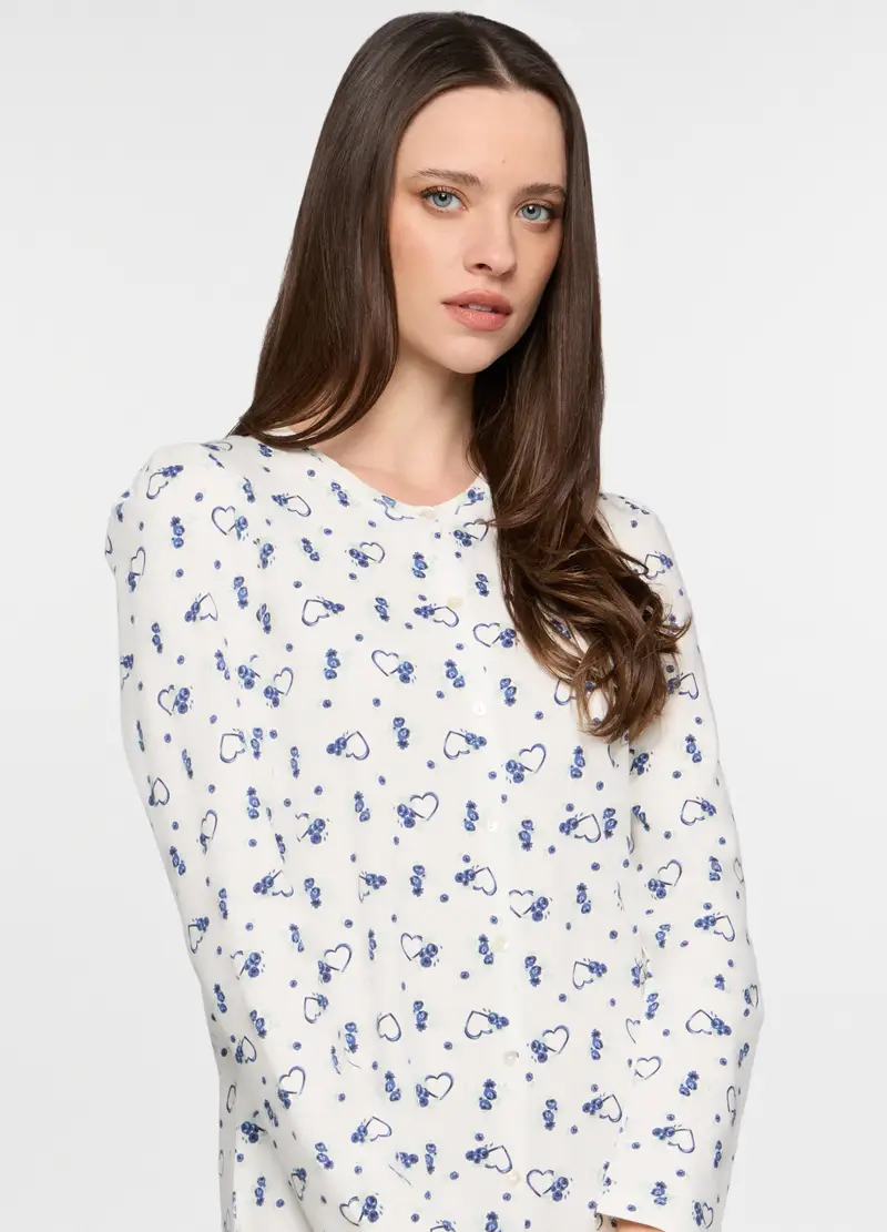 Camicia Da Notte In Jersey Donna, Bianco miniatura 3