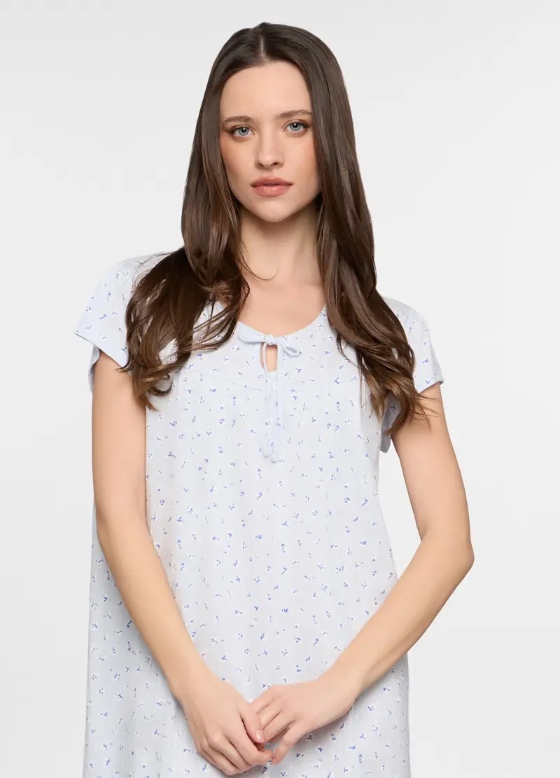 Camicia Da Notte In Jersey Donna, Bianco miniatura 3