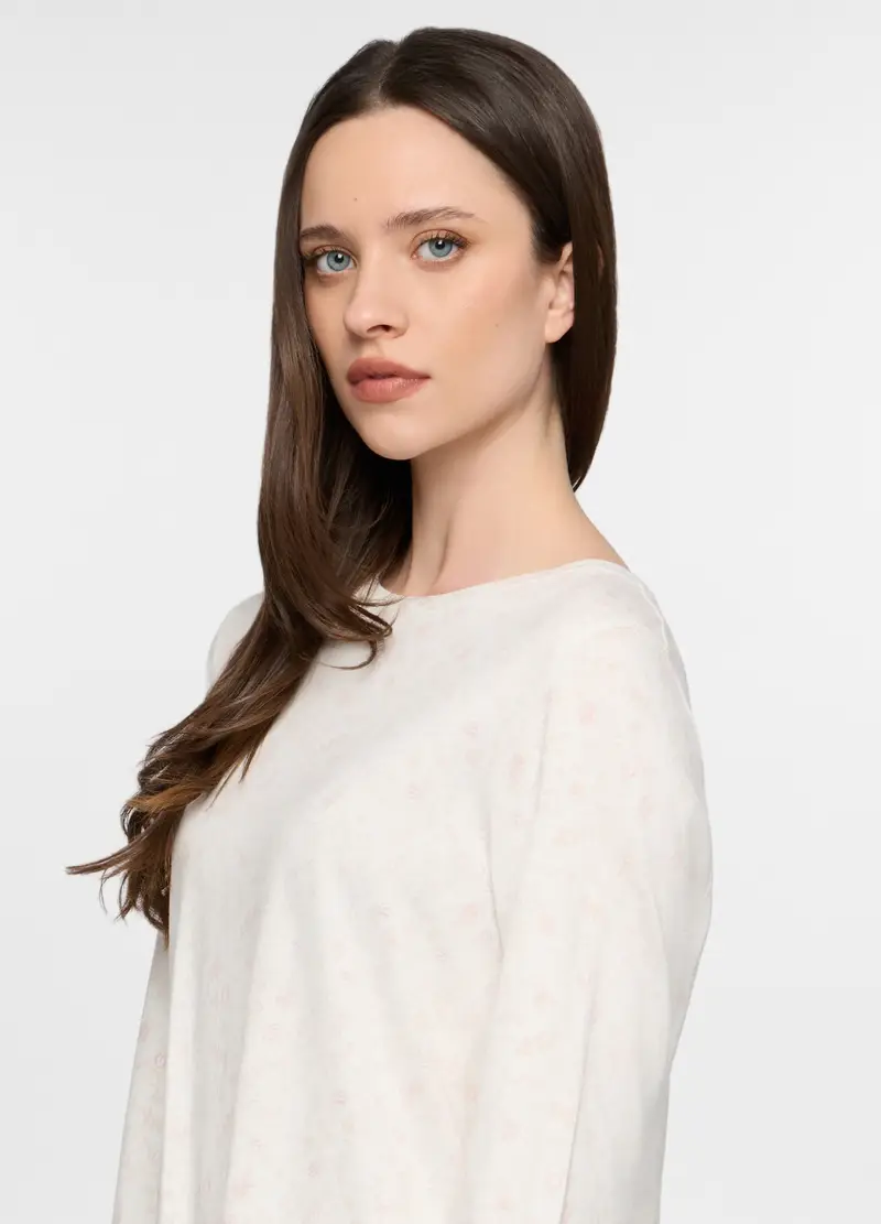 Camicia Da Notte In Jersey Donna, Bianco miniatura 3