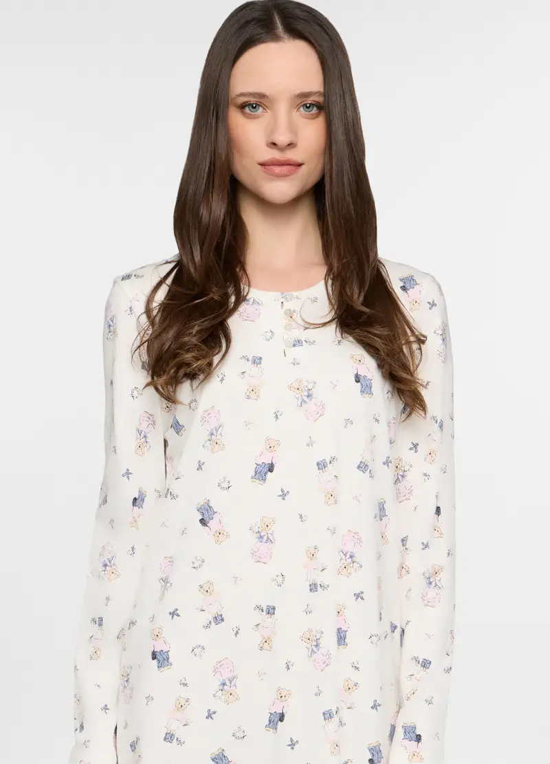 Camicia Da Notte In Jersey Donna, Bianco miniatura 3