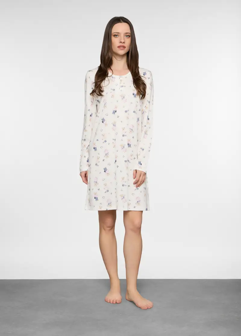Camicia Da Notte In Jersey Donna, Bianco