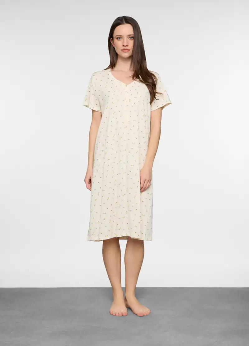 Camicia Da Notte In Jersey Donna, Bianco avorio