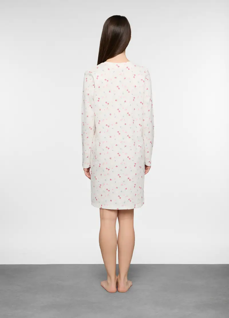 Camicia Da Notte In Jersey Donna, Bianco gesso miniatura 2