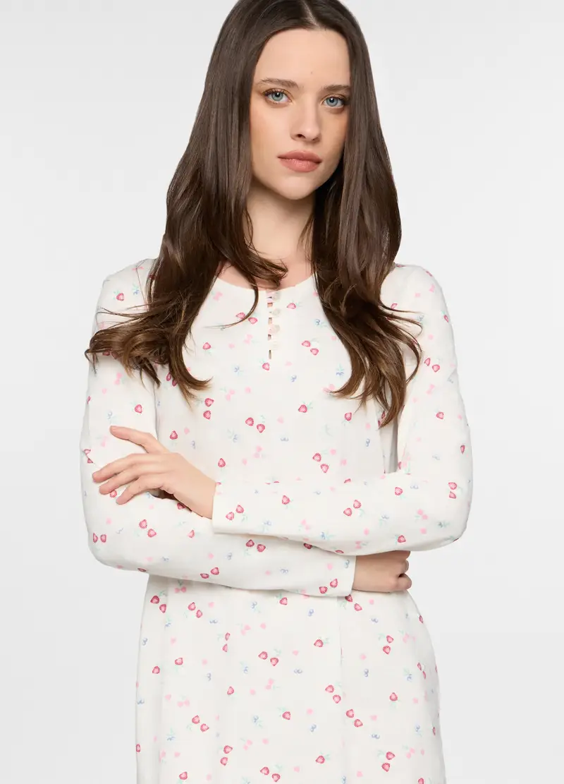 Camicia Da Notte In Jersey Donna, Bianco gesso miniatura 3