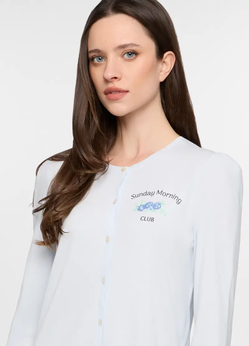 Camicia Da Notte In Jersey Donna, Bianco ghiaccio miniatura 3