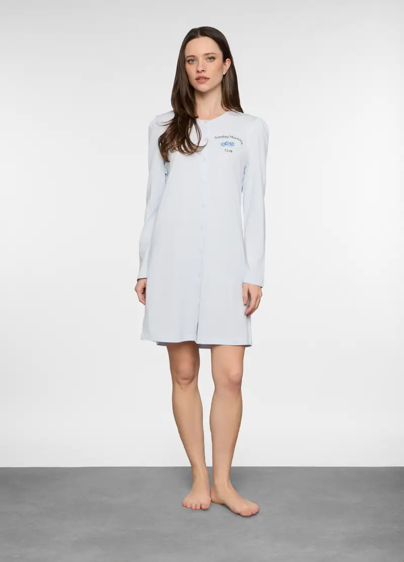 Camicia Da Notte In Jersey Donna, Bianco ghiaccio