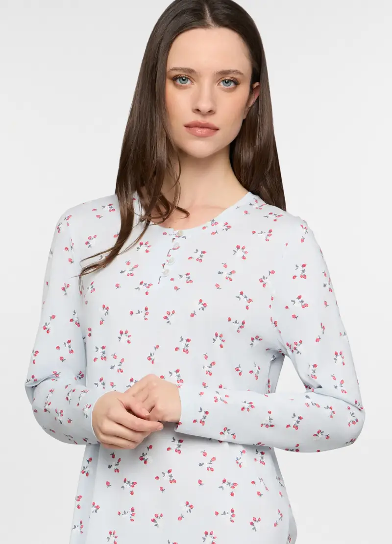 Camicia Da Notte In Jersey Donna, Bianco sporco miniatura 3