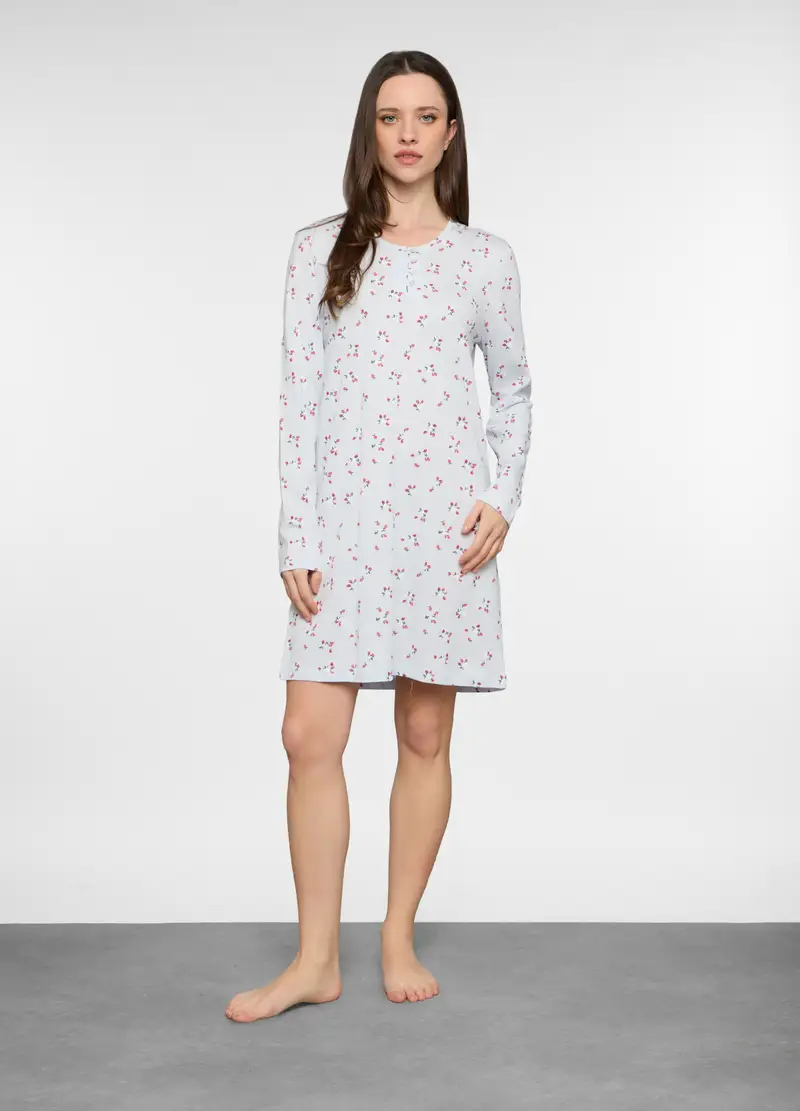 Camicia Da Notte In Jersey Donna, Bianco sporco