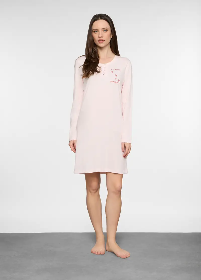 Camicia Da Notte In Jersey Donna, Rosa chiaro