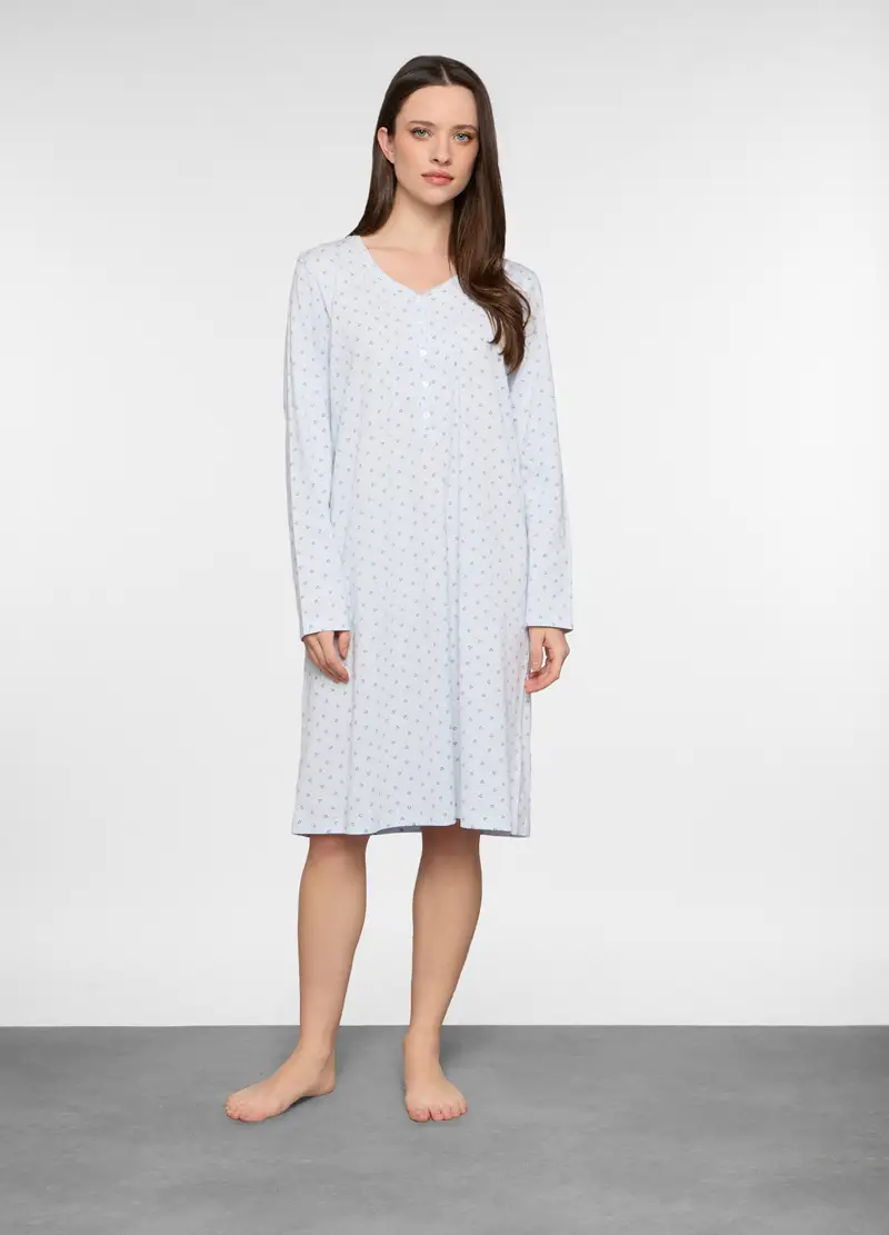 Camicia Da Notte In Jersey Stretch Donna, Azzurro chiaro