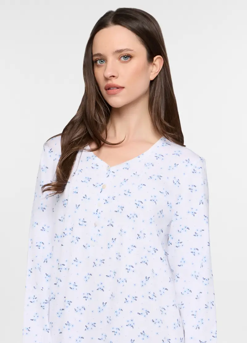 Camicia Da Notte In Jersey Stretch Donna, Bianco miniatura 3