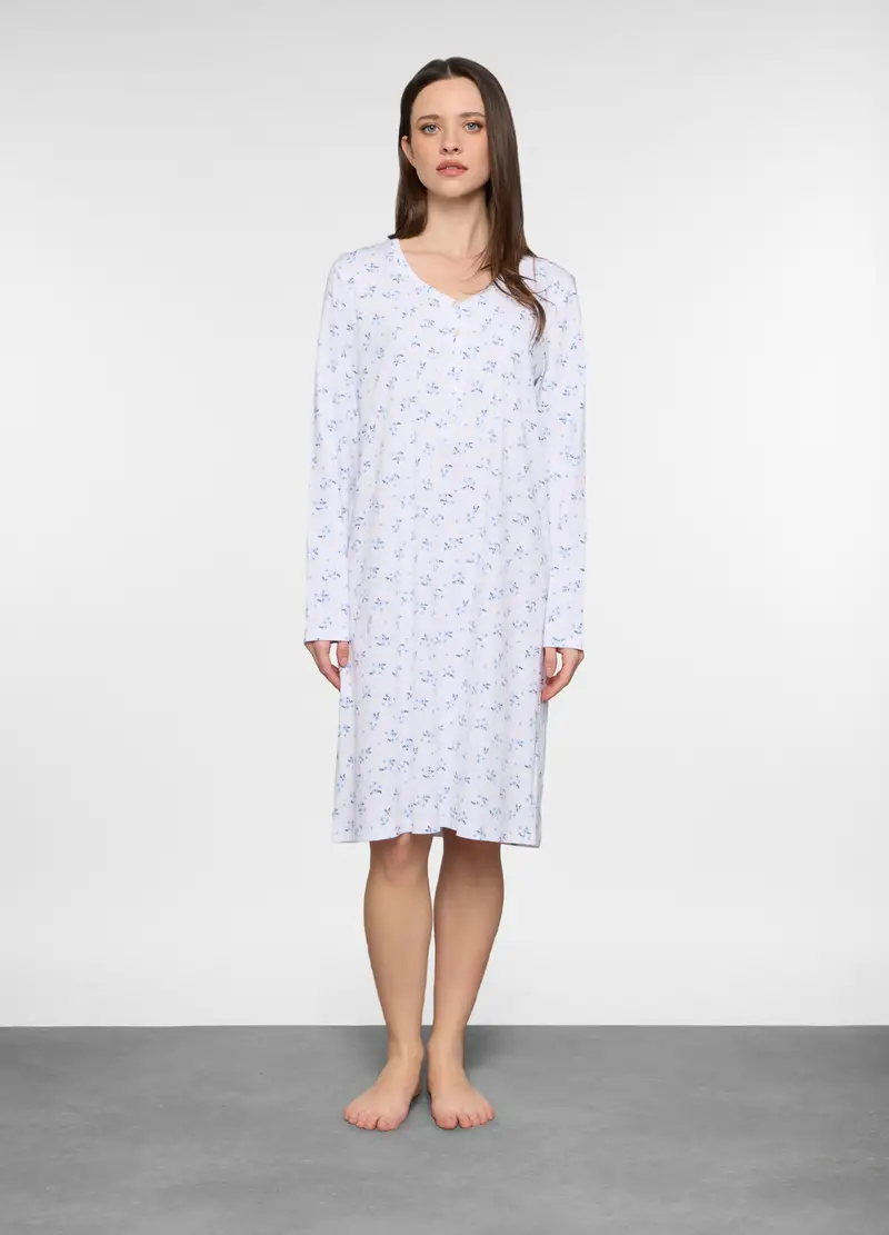 Camicia Da Notte In Jersey Stretch Donna, Bianco