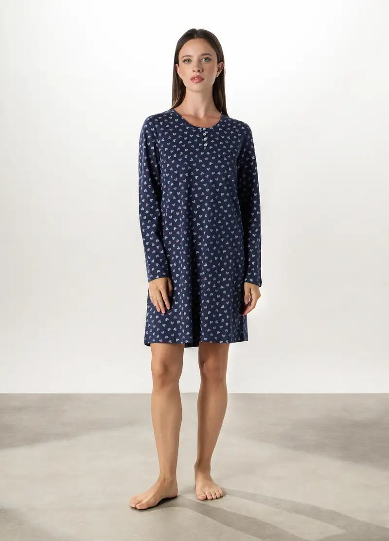 Upim, Camicia Da Notte In Puro Cotone Donna, Blu scuro, Taglia: S