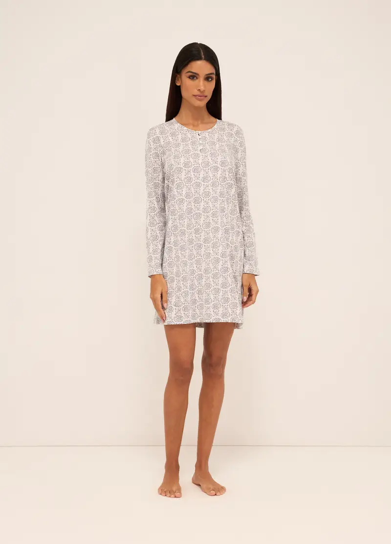 Upim, Camicia Da Notte In Puro Cotone Donna, Grigio chiaro melange, Taglia: S