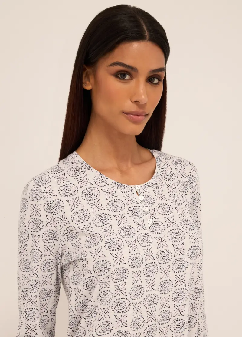 Upim, Camicia Da Notte In Puro Cotone Donna, Grigio chiaro melange, Taglia: S miniatura 2