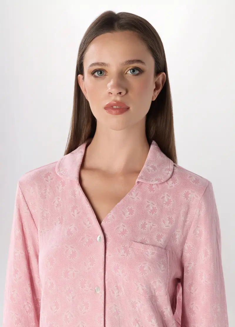 Camicia Da Notte In Puro Cotone Donna, Rosa miniatura 3