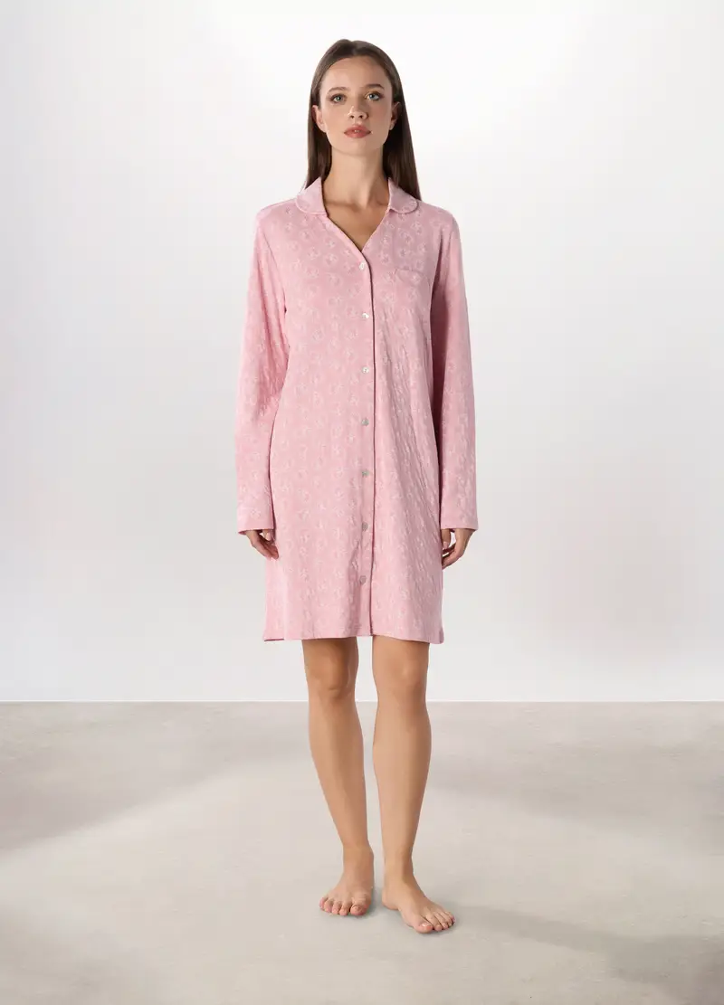 Camicia Da Notte In Puro Cotone Donna, Rosa