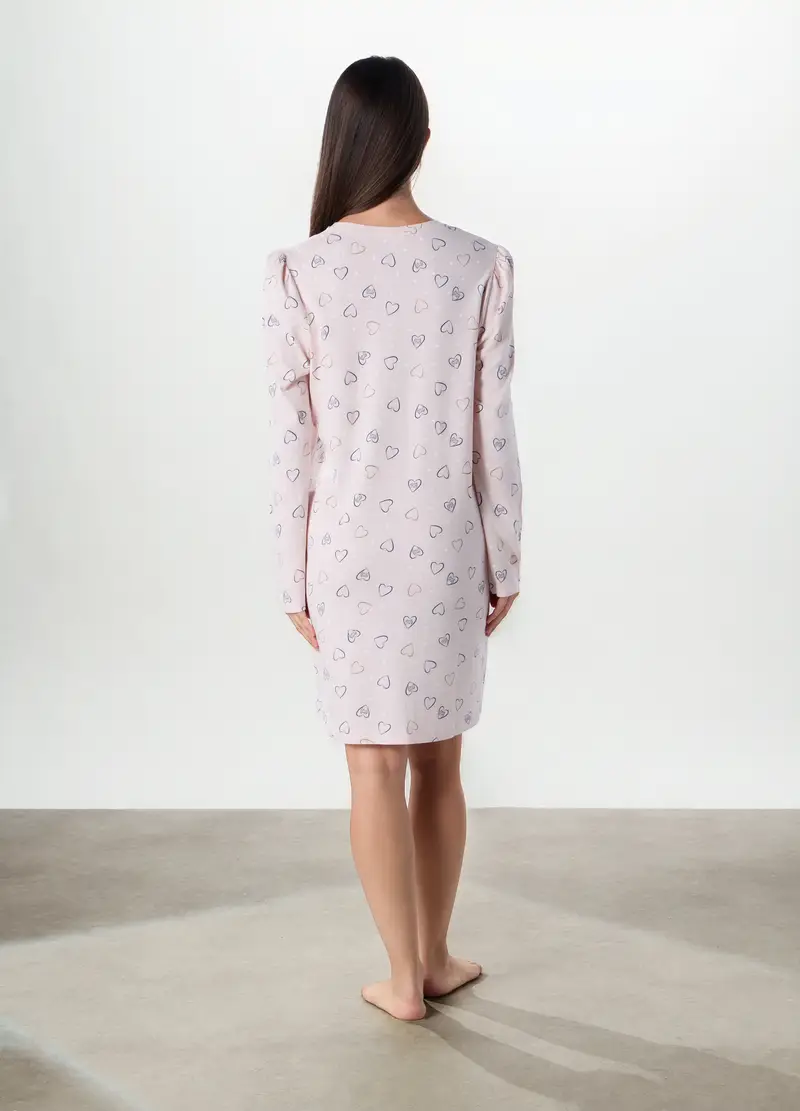 Camicia Da Notte In Puro Cotone Donna, Rosa chiaro miniatura 2