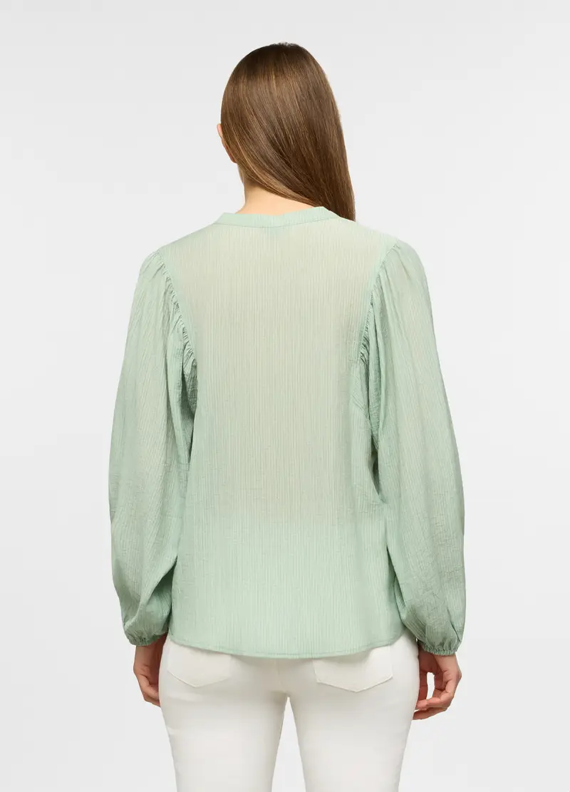 Camicia Fit Over Coreana Donna, Verde acqua miniatura 2