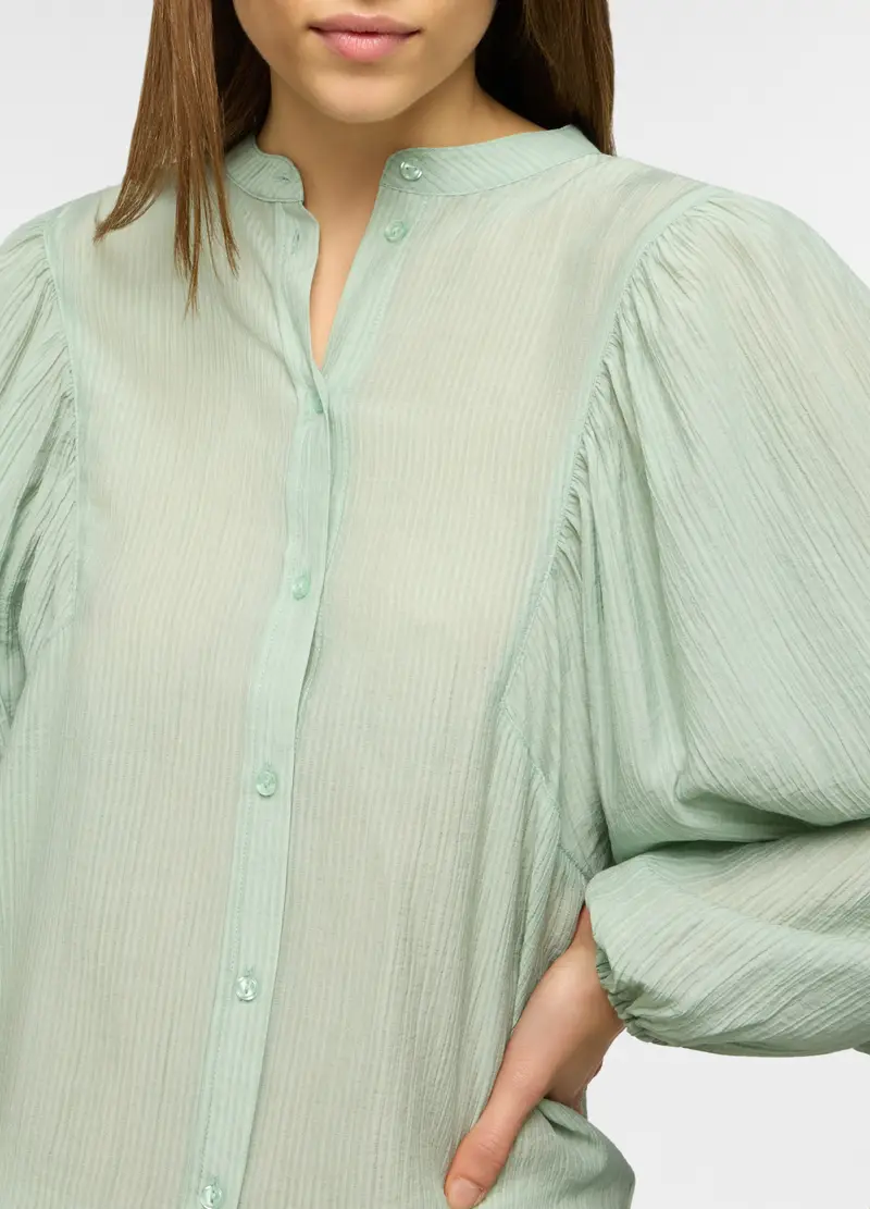 Camicia Fit Over Coreana Donna, Verde acqua miniatura 3